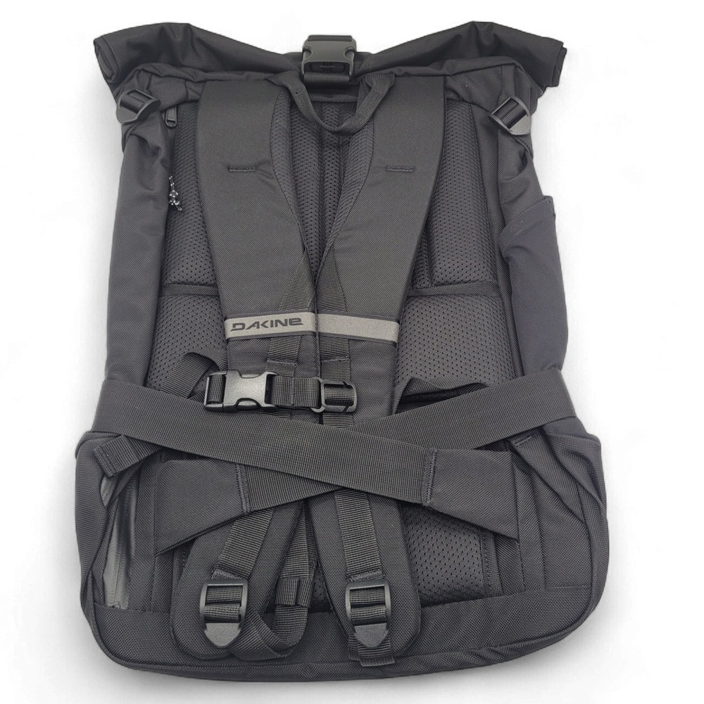 DaKine 25L Roll-Top Backpack –‎ Black Ballistic Nylon – 19x13x6 Laptop Bag - Picture 3 of 9